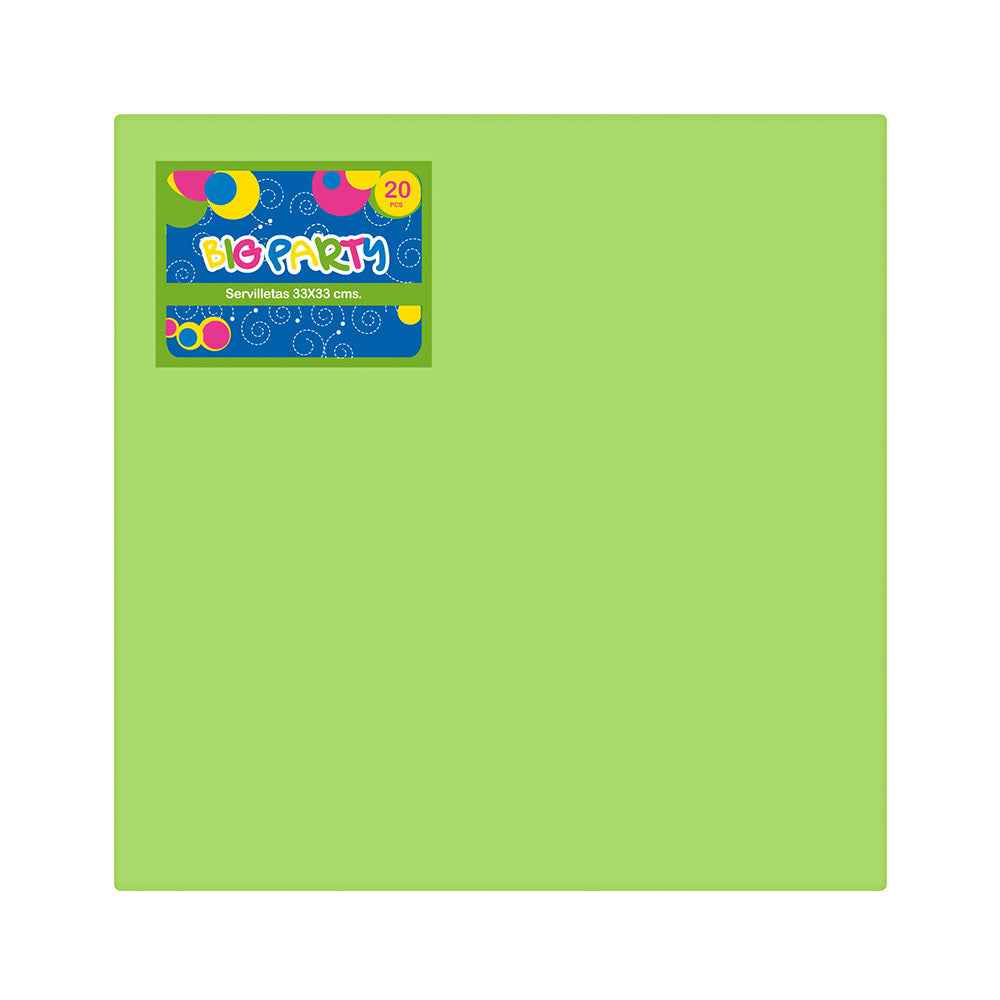 Servilleta Verde Lima 33x33 cm 20 Piezas | Big Party